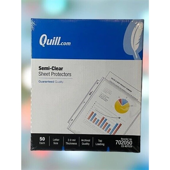 Quill Semi-Clear Sheet Protectors - 50 Pack - Picture 1 of 1